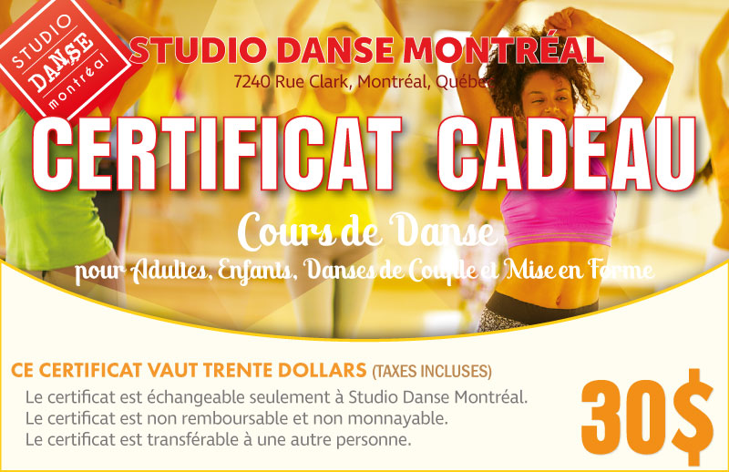 30$ Certificat-Cadeau (taxes Incluses)