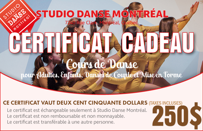 250$ Certificat-Cadeau (taxes Incluses)