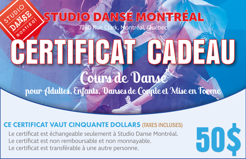 50$ Certificat-Cadeau (taxes Incluses)